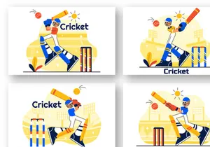 10 Cricket Player Illustration