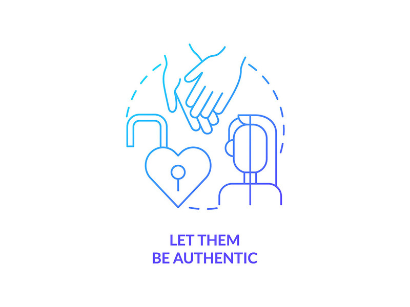 Let them be authentic blue gradient concept icon