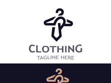 Clothing and Fashion logo design hanger concept, creative simple fashion shop business fashion vector beauty