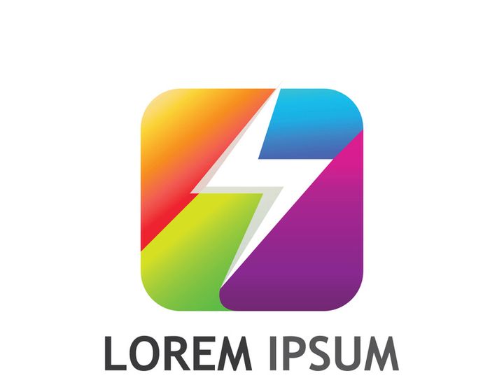 Colorful electric lightning logo design.