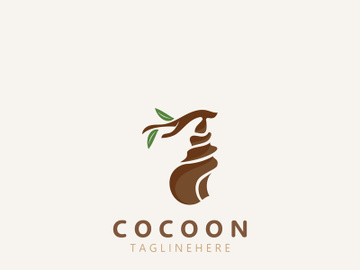 Cocoon logo Butterfly silkworm symbol. Illustration caterpillar animal template design preview picture