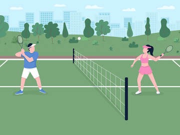 Tennis game flat color vector illustration preview picture