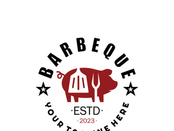 Simple Barbecue Vintage hot grill, with crossed flames and spatula. Logo for restaurant, badge, cafe and bar.vector preview picture