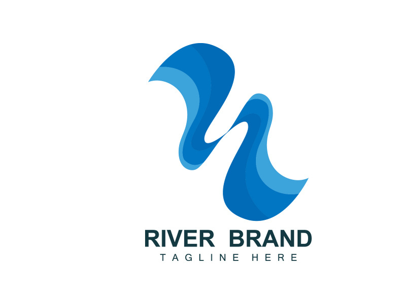 River Logo Design, River Creek Vector, Riverside Illustration With A Combination Of Mountains And Nature, Product Brand