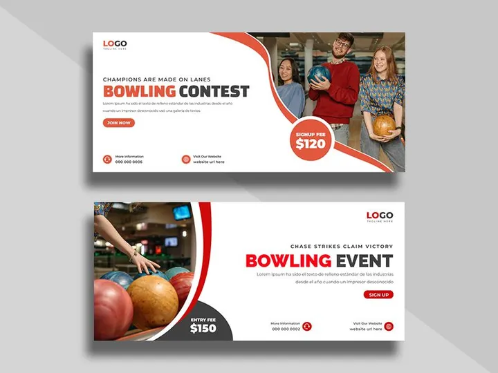 bowling contest social media cover template