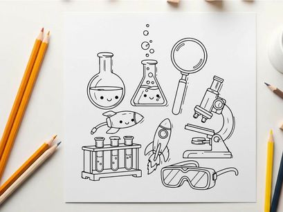 Cute science lab equipment vector illustration flat design