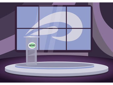 Empty news stage flat color vector illustration preview picture