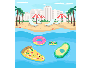 Tourist beach flat color vector illustration preview picture