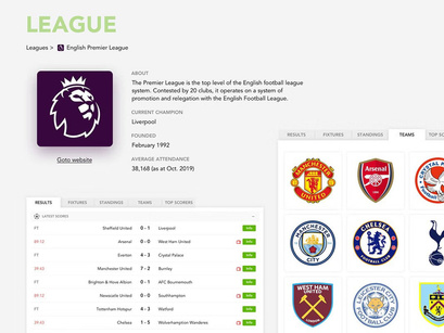 Free UI Kit – Football Scores Website