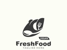 Fresh food logo healthy product badge or label food and drink market, vegan, nature organic premium quality design