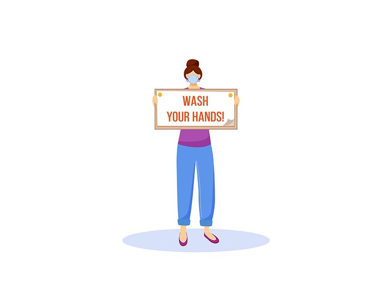 Wash your hands flat color vector faceless character