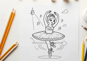Ballerina dancing pose vector illustration flat design