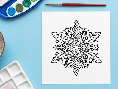 Hand drawn snowflake illustration isolated on white background for Christmas design