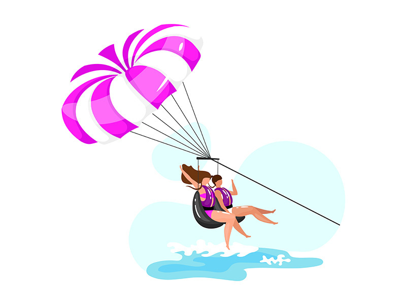 Parasailing flat vector illustration