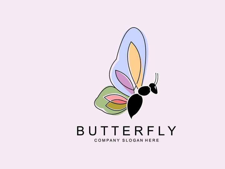 Butterfly Logo Design, Beautiful Flying Animal, Company Brand Icon Illustration, Screen Printing, Salon