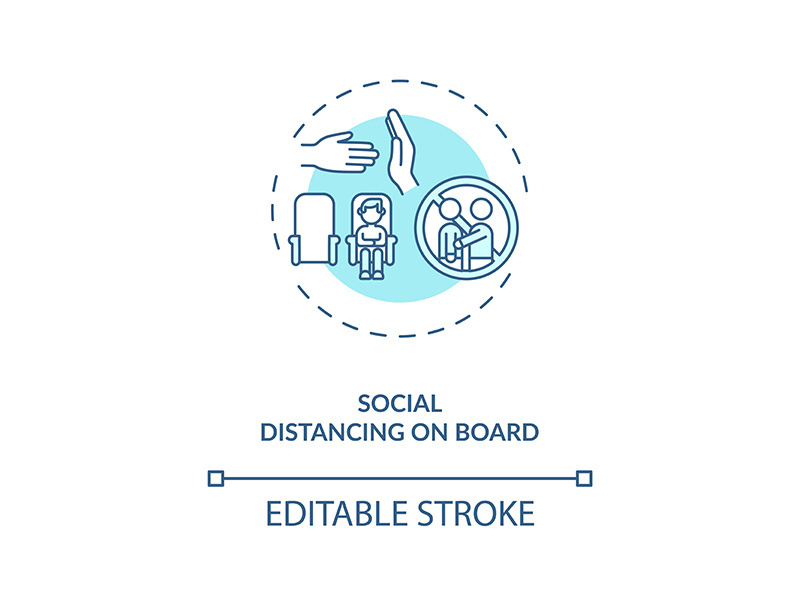 Social distancing on board concept icon