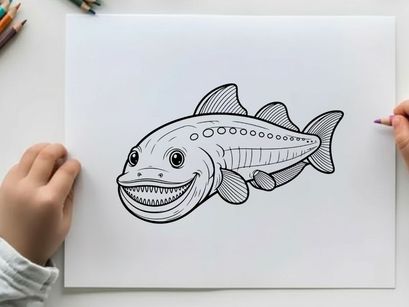 Cartoon tuna fish smiling vector illustration flat design