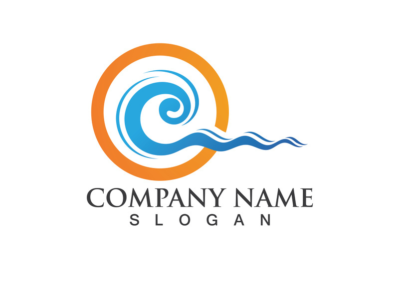 Blue water wave logo design template