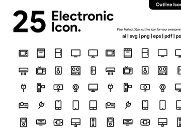 25 Electronic Line Icon preview picture