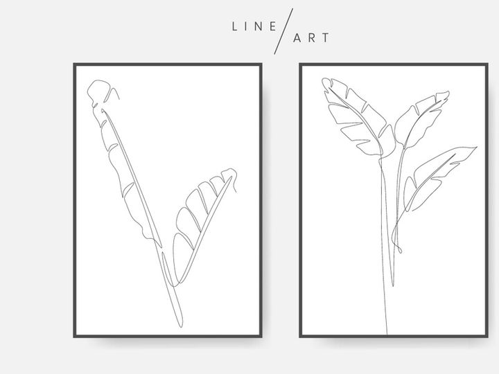 Banana leaves line art