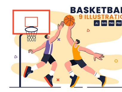 9 Playing Basketball Illustration