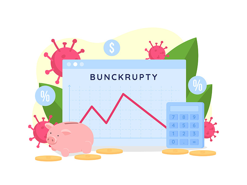 Bankruptcy rate flat concept vector illustration