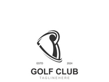 Golf player logo sport simple and modern creative design template
