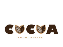 cocoa logo,cocoa bean,cocoa tree,cocoa branches and leaves,chocolate mix on white background,vintage,modern,simple,minimalist icon illustration template design vector