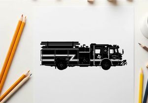 Silhouette of a fire truck vehicle emergency response
