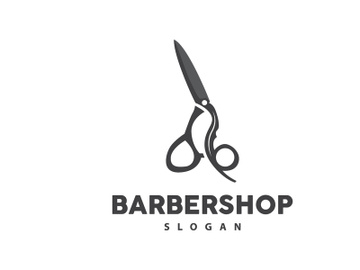 Barbershop Logo, Scissors Vector, Retro Vintage Minimalist preview picture