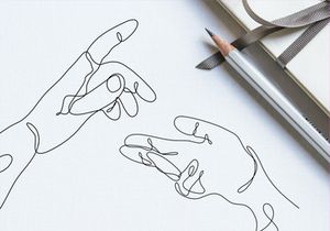 Abstract Human Hand One line drawing art singulart aesthetic simple
