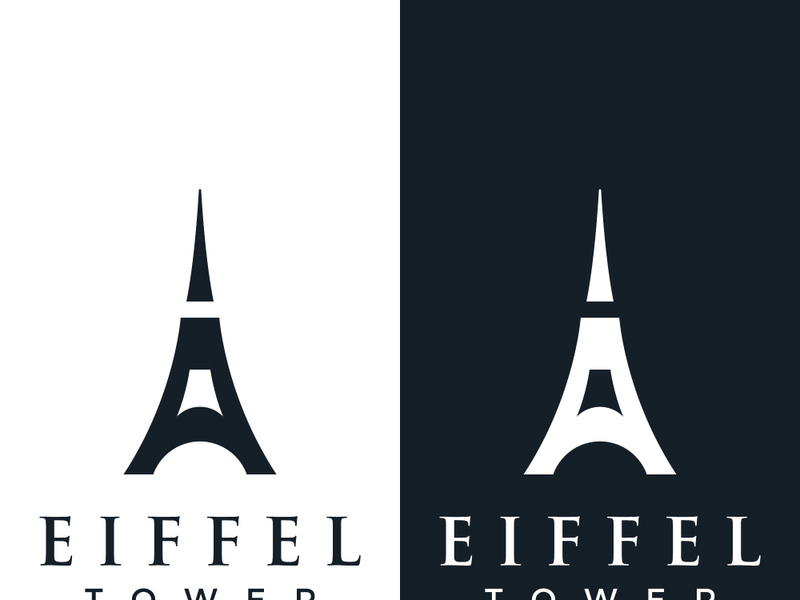 Eiffel Tower building logo design with a creative concept.