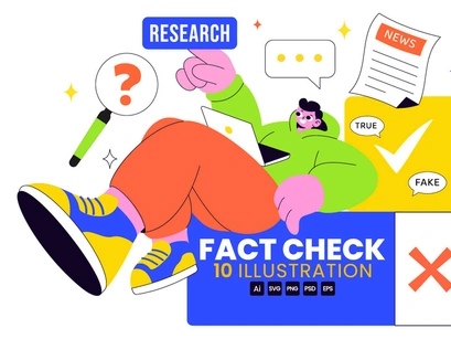 10 Fact Check Vector Illustration