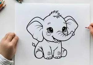 Cute baby elephant smiling vector illustration flat design