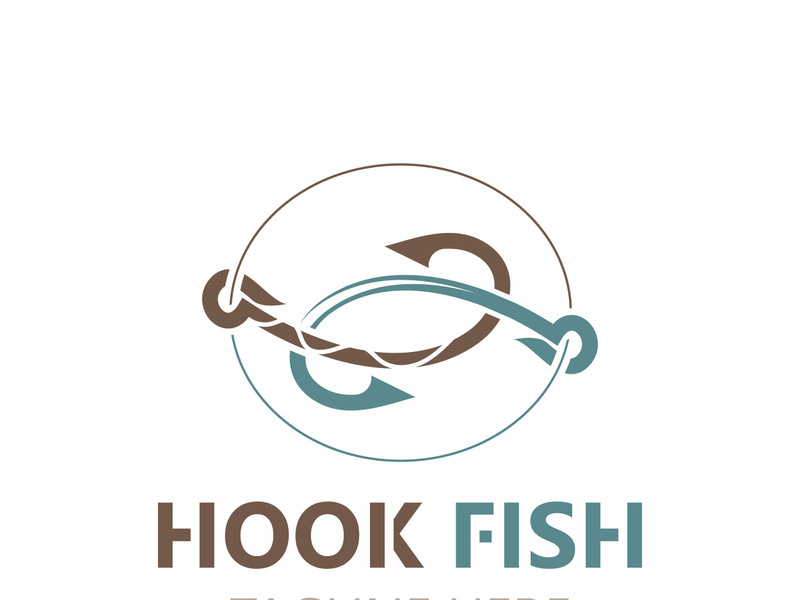 Hook Fishing logo simple and modern vintage rustic vector design style template illustration