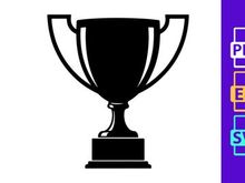 A simple black trophy icon on a white background image