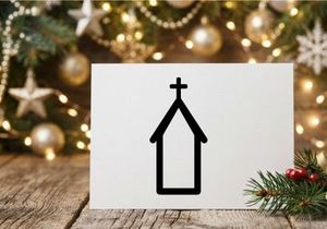 Minimalist church icon with a cross symbol for religious and spiritual design projects.