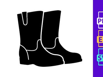 Black suede ankle boots with white stitching isolated on white preview picture