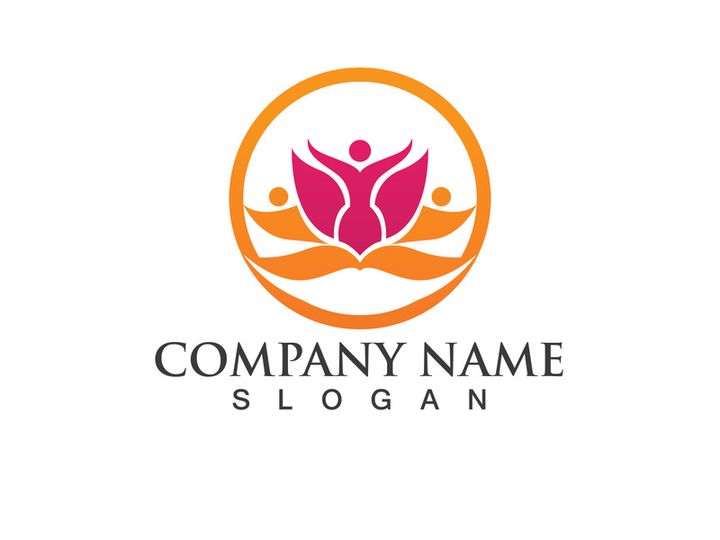 People yoga health in lotus flower logo