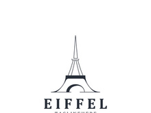 Tower Paris france Black Silhouette logo design template Illustration