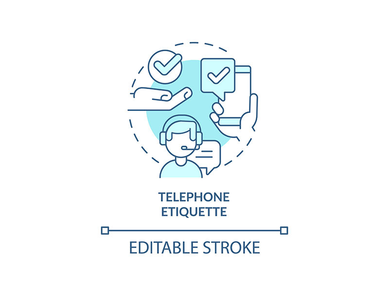 Telephone etiquette turquoise concept icon