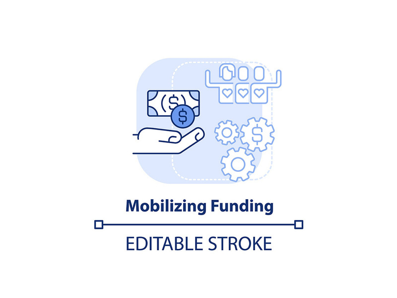 Mobilizing funding light blue concept icon
