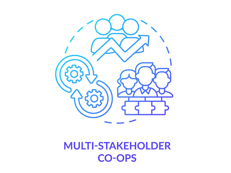 Multi-stakeholder co-ops blue gradient concept icon