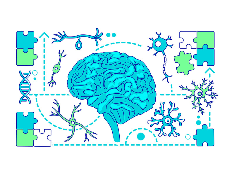 Neurology, neuroscience thin line concept vector illustration