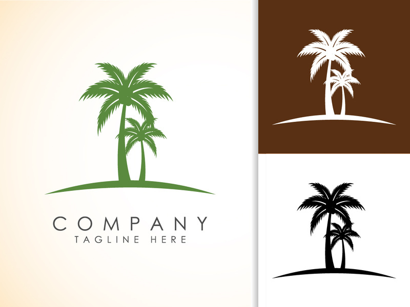 Coconut tree logo design. Nature product coconut oil emblem