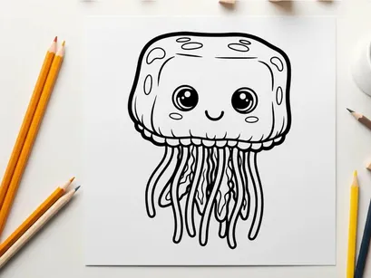 Cute jellyfish smiling underwater vector illustration
