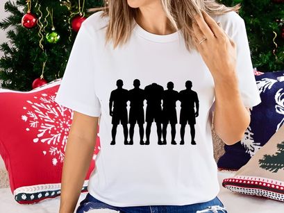 Silhouette of five men standing together in unity and solidarity