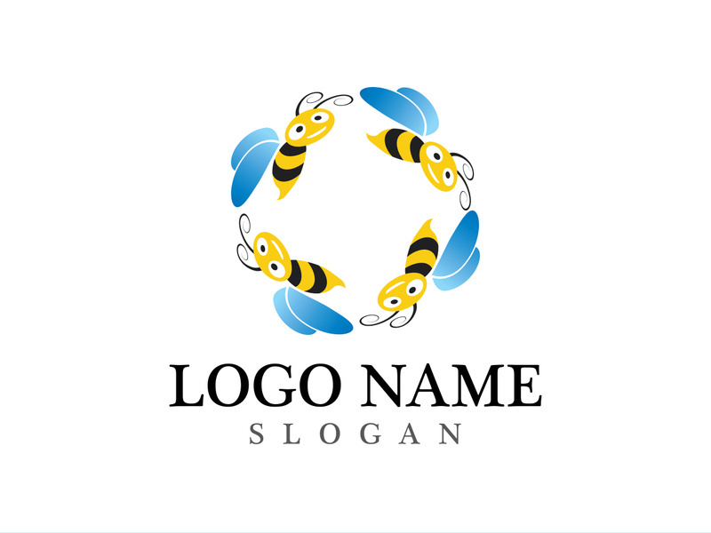 Bee logo vector icon illustration design