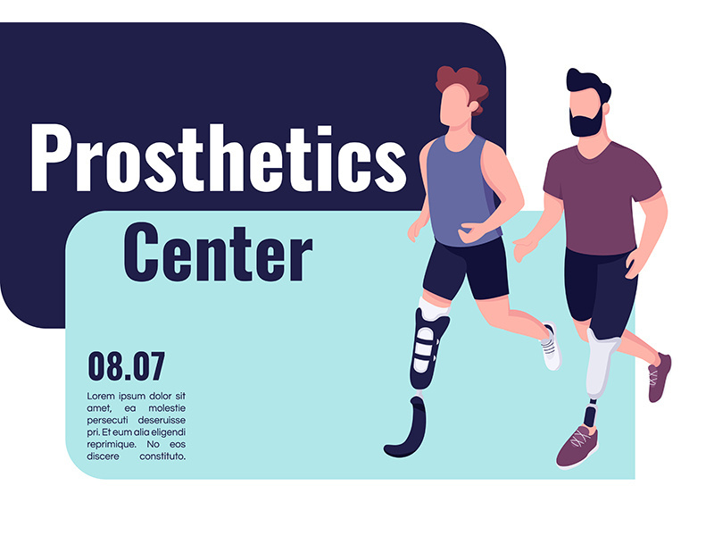 Prosthetics medical center banner flat vector template