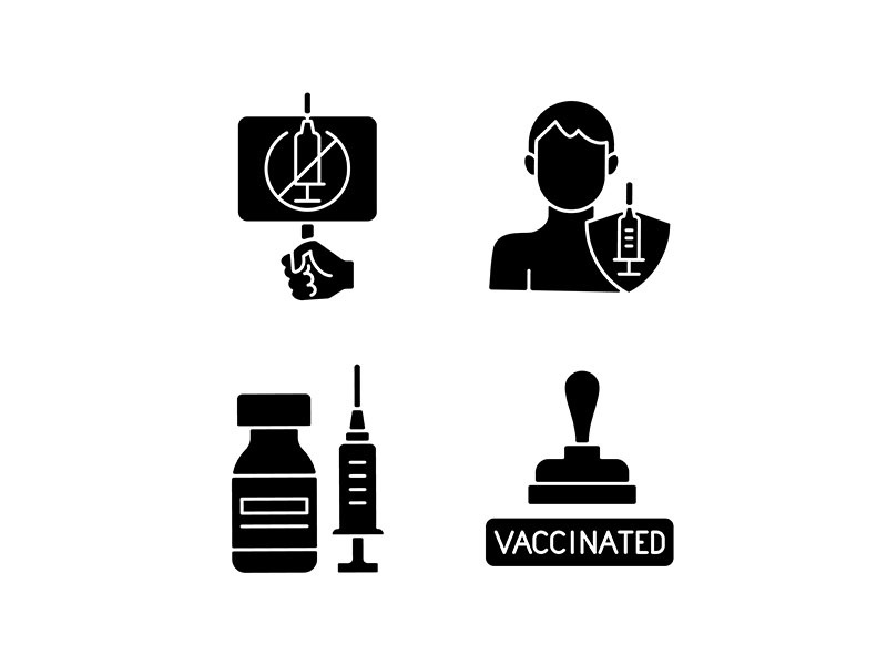 Immunization against virus black glyph icons set on white space
